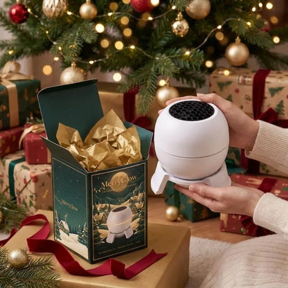 Unboxing the MerryGlow projector: projector, USB cable and user manual
